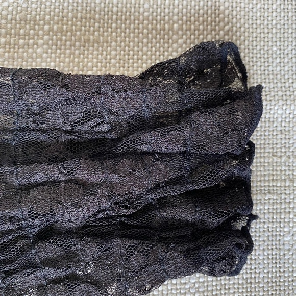 Guess Black Sheer Floral Lace Wide Neck Party Casual Blouse Top- Sz-L - Picture 10 of 16